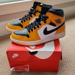 Nike Air Jordan Yellow and Black High-Top Sneakers